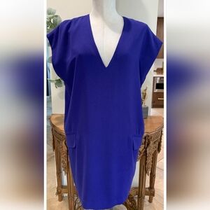 Banana Republic Crepe Cocoon cap sleeve V-neck shift dress w/ pockets Sz M